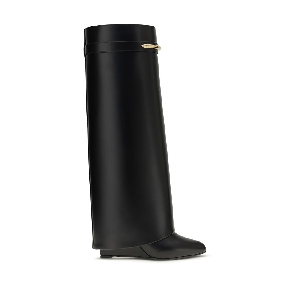 Black Calf Leather Bos Taurus Flat Boots