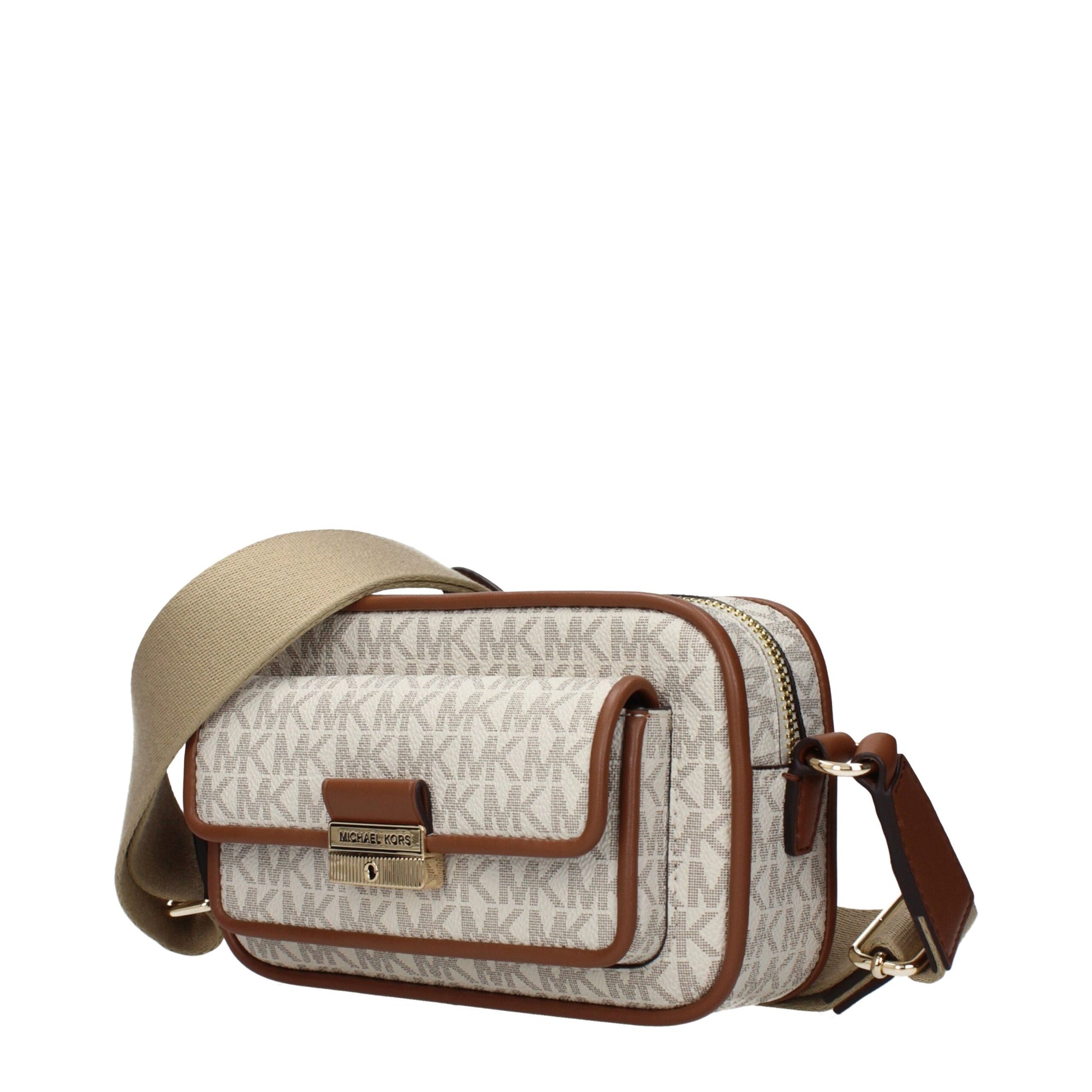Beige Fabric Crossbody Bag