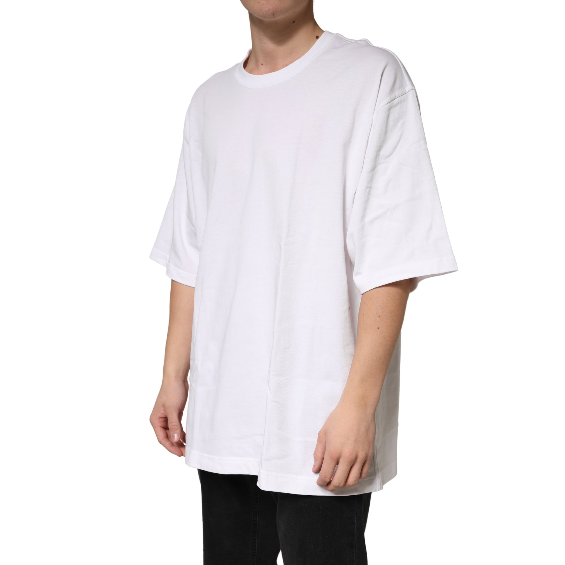 White Cotton Crewneck Short Sleeve T-Shirt