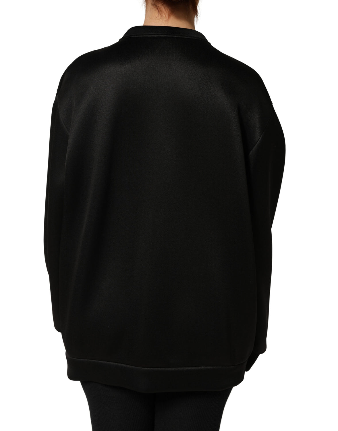 Black Embellished Logo Crystal Sweatshirt Top