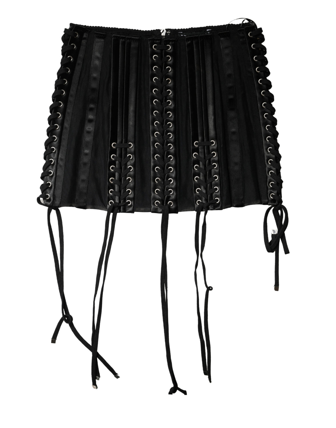 Black Lace-Up Waist Cincher Bustier Corset Top
