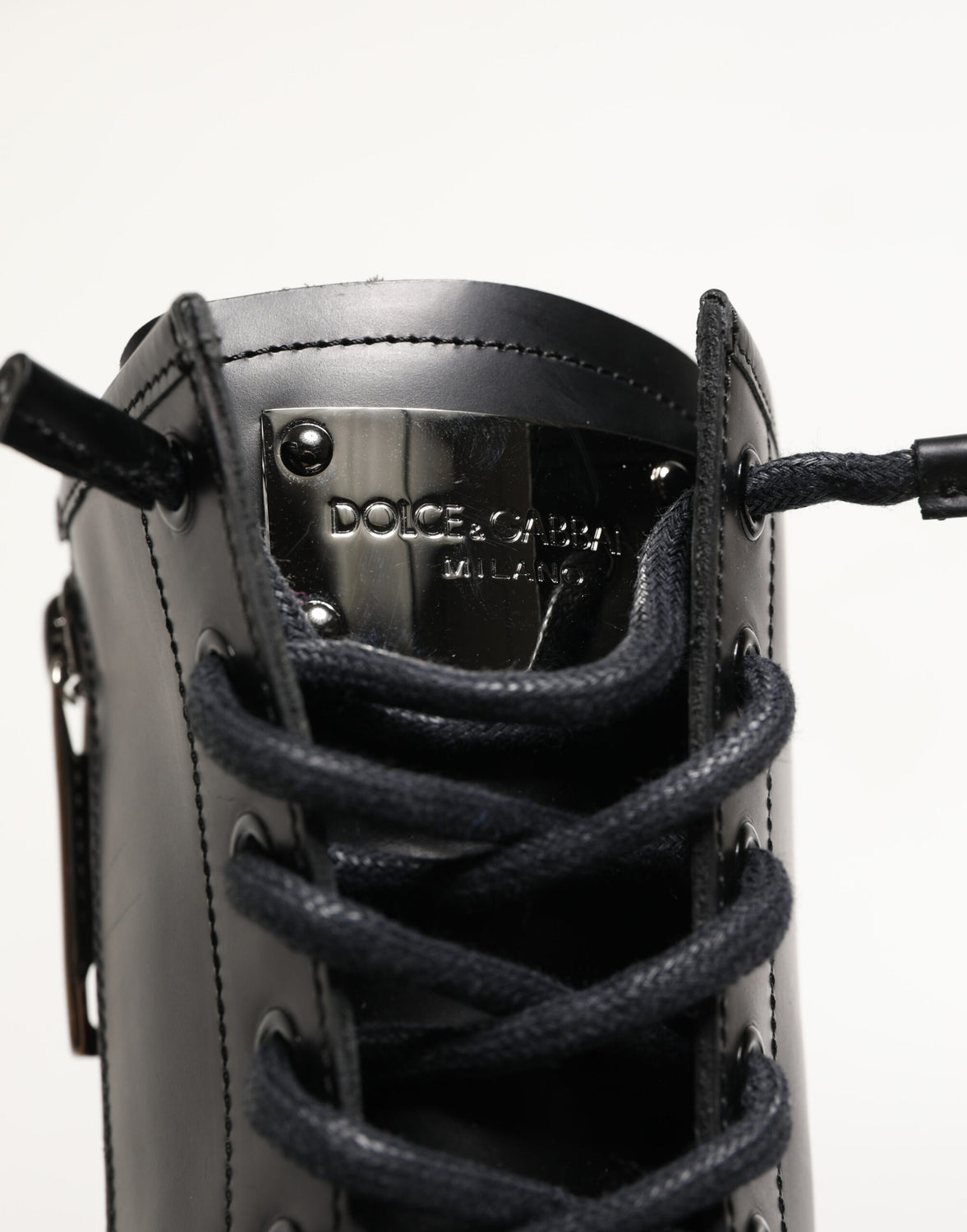 Black Leather Trek Sole Combat Boots Shoes