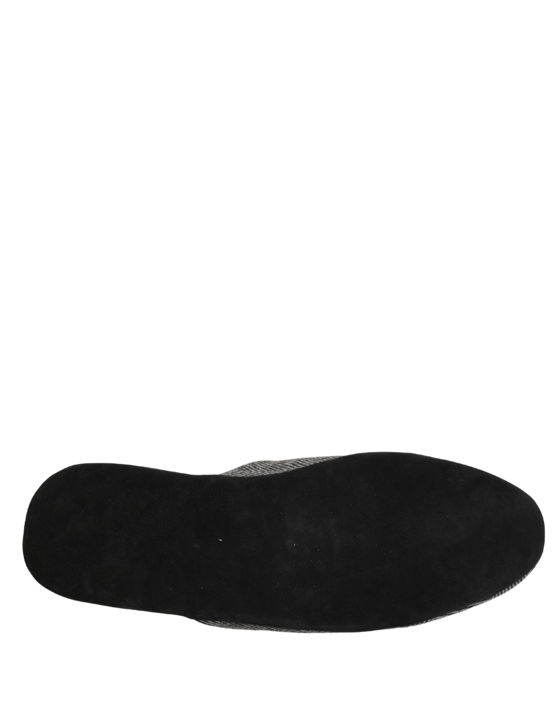 Grey Herringbone Cashmere Red Slippers Shoes