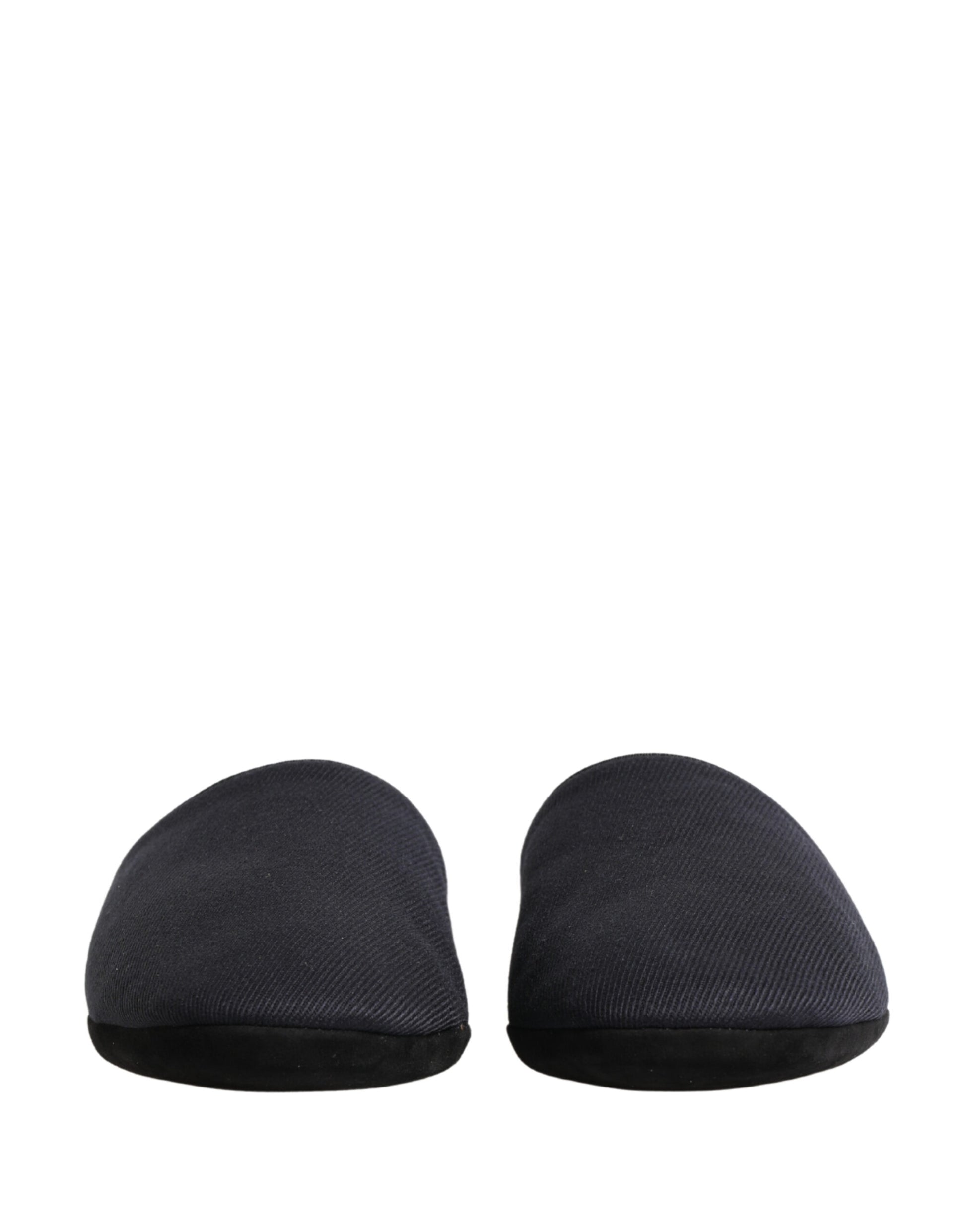Dark Navy Wool Cotton Red Chevron Slippers Shoes