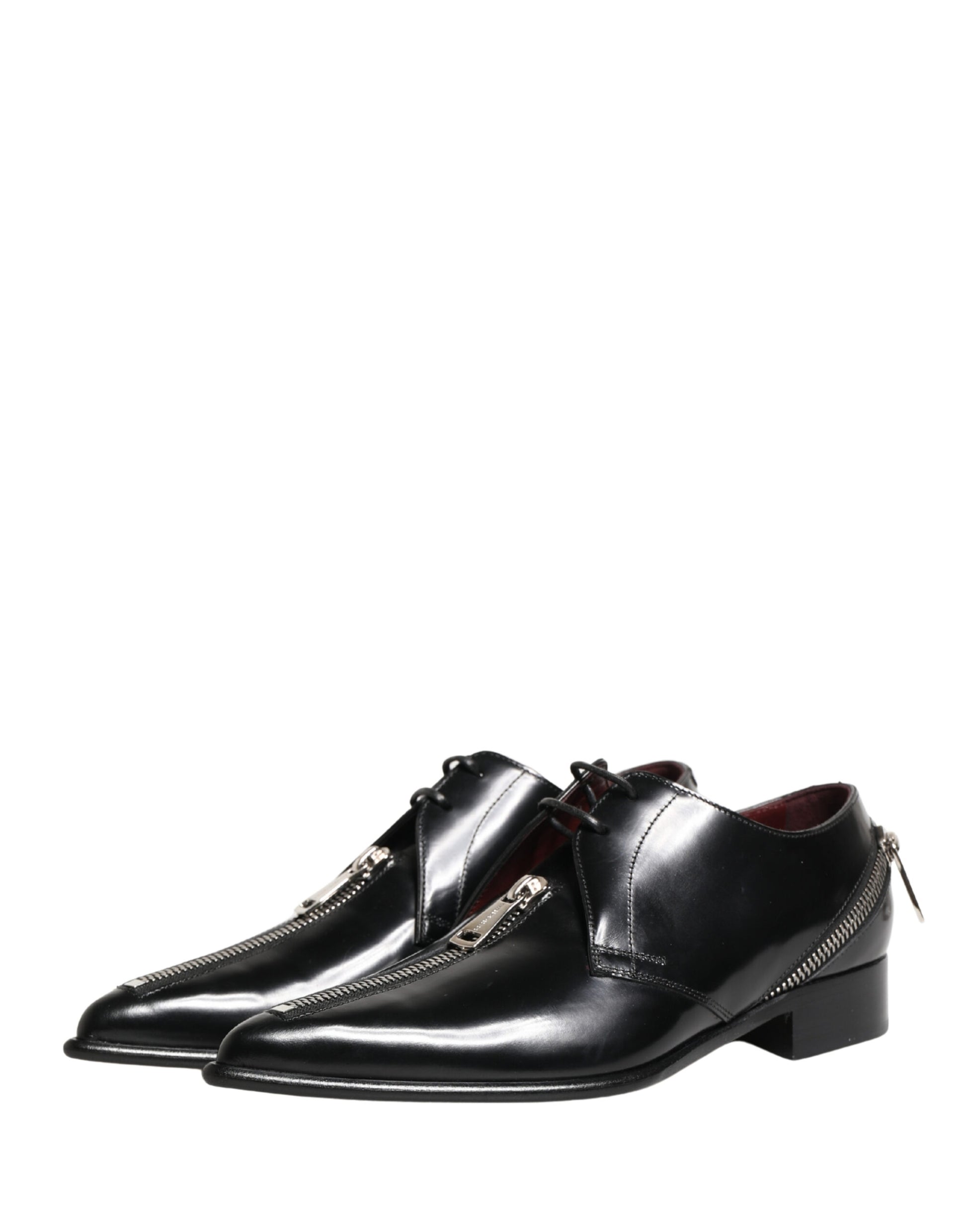 Men Black Lace-Up Leather Zip Dress Derby Shoes