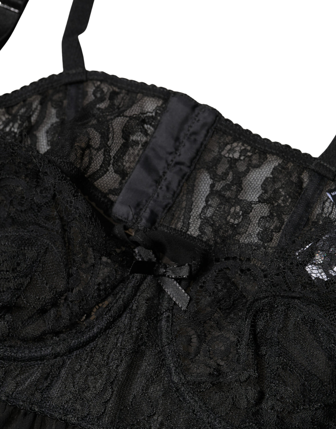 Black Silk Floral Lace Lingerie Top Underwear