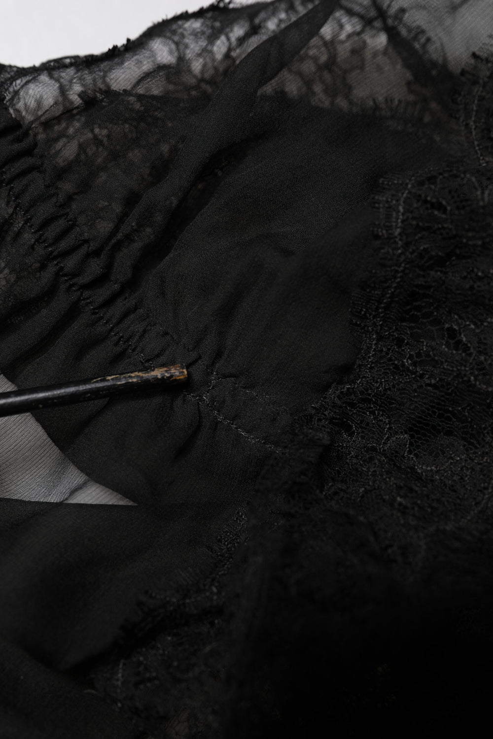 Black Silk Floral Lace Lingerie Top Underwear