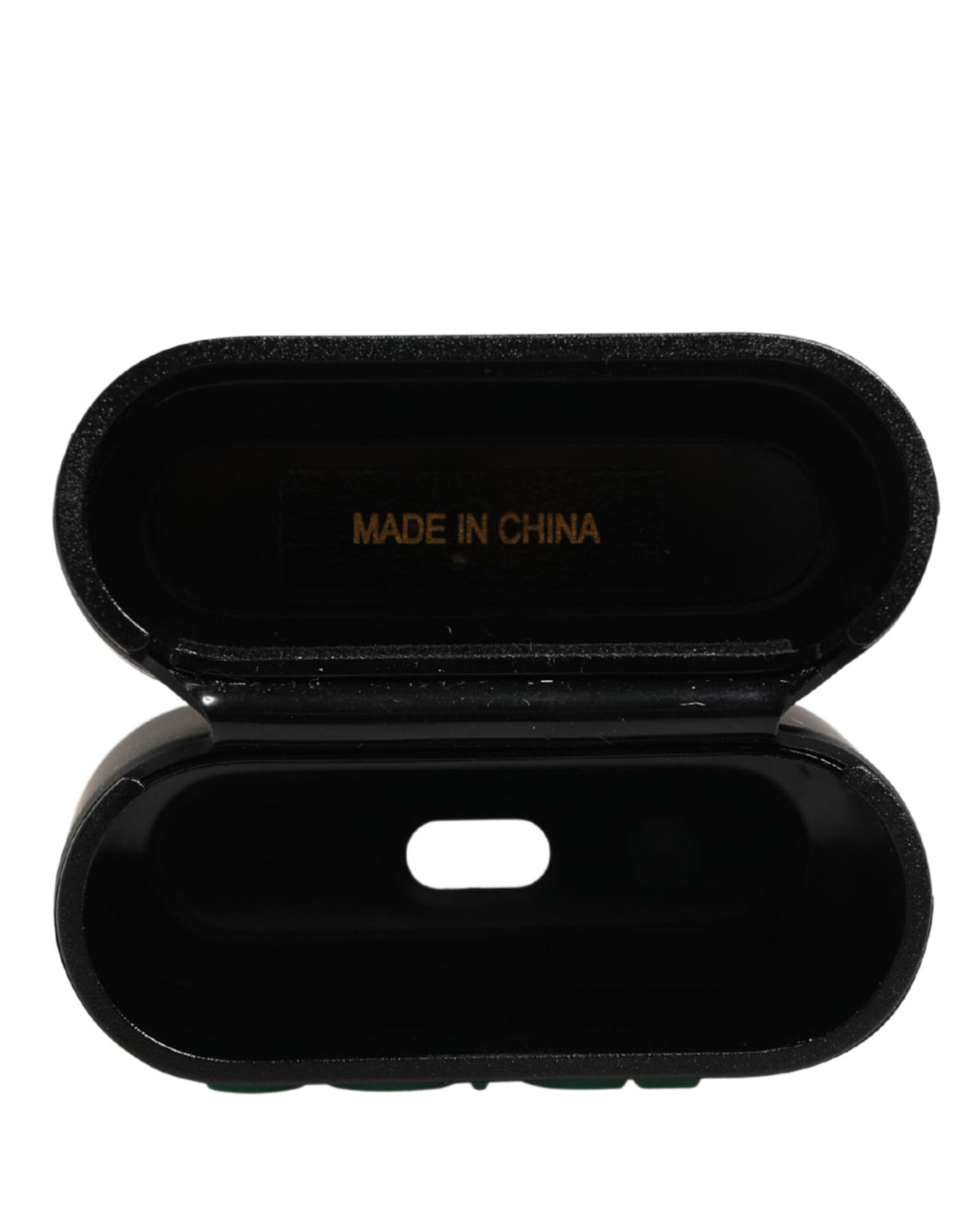 Black PVC Embossed Logo Flip Holder Women Airpods Case