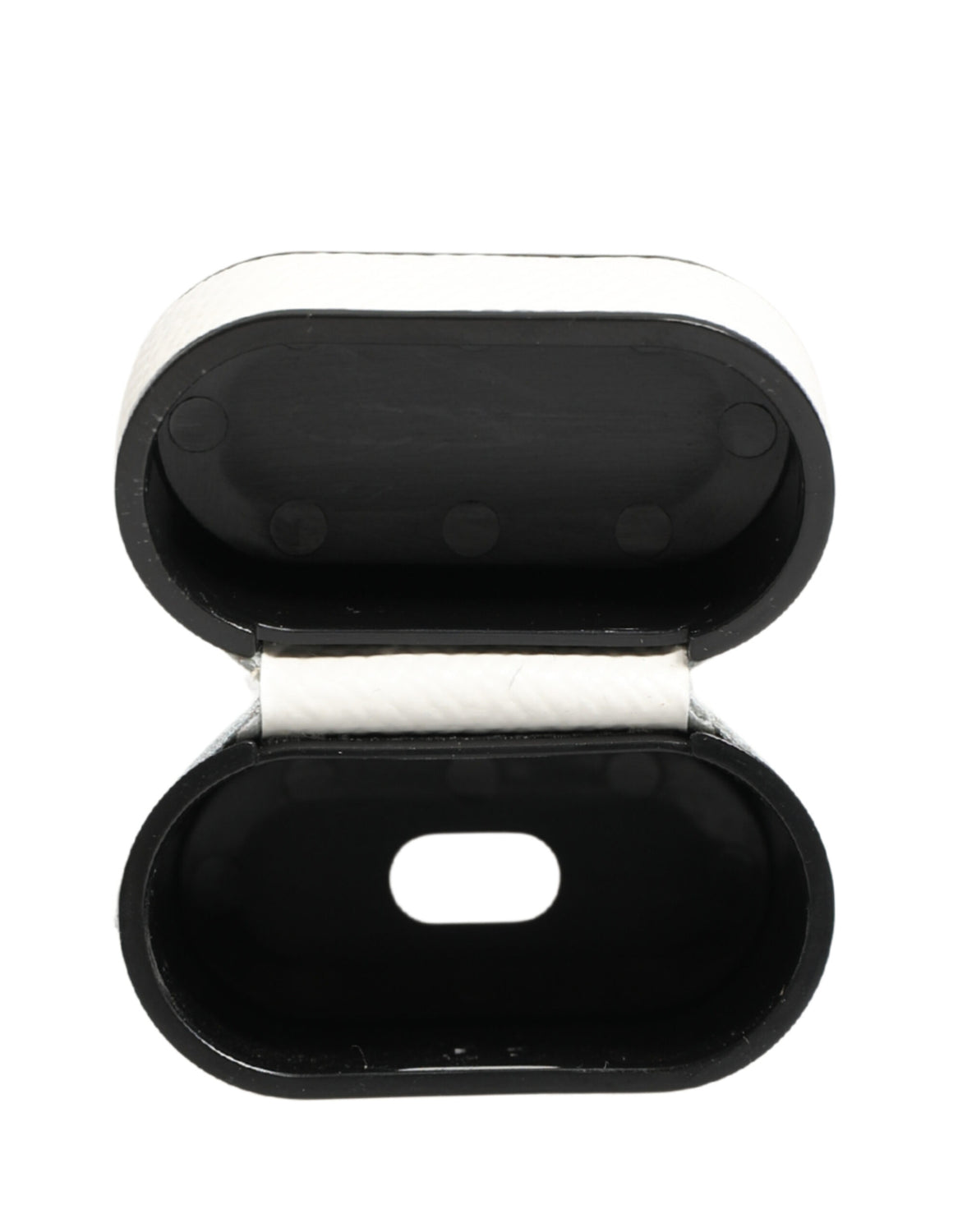 White Calf Leather Logo Flip Holder Strap Airpods Case