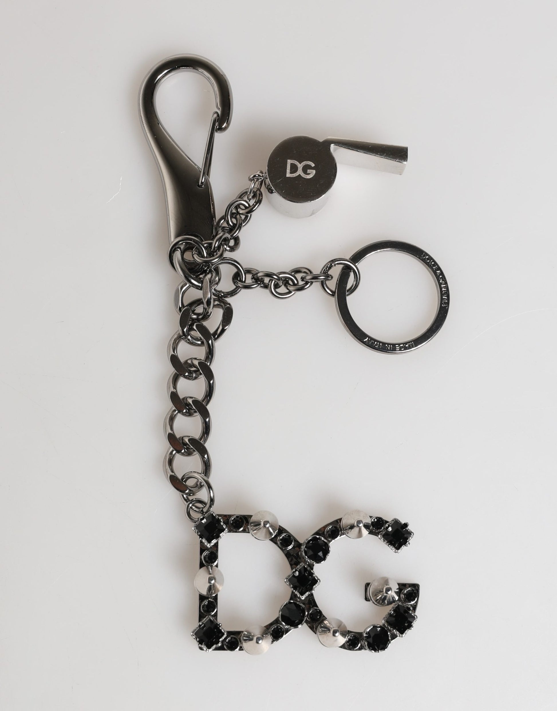 Silver Brass Metal DG Logo Crystal Ring Keyring Keychain