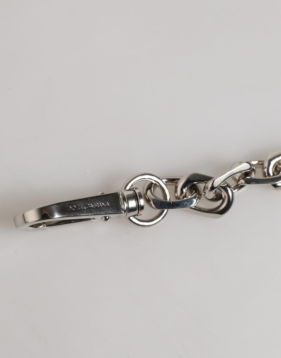 Silver Tone Chain Lobster Clasp Logo Gray Pearls Bracelet