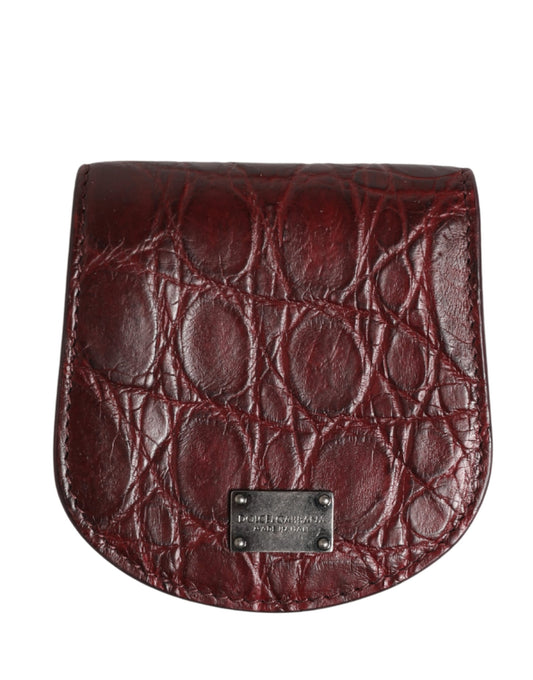Burgundy Exotic Skin Condom Case Holder Pocket Wallet