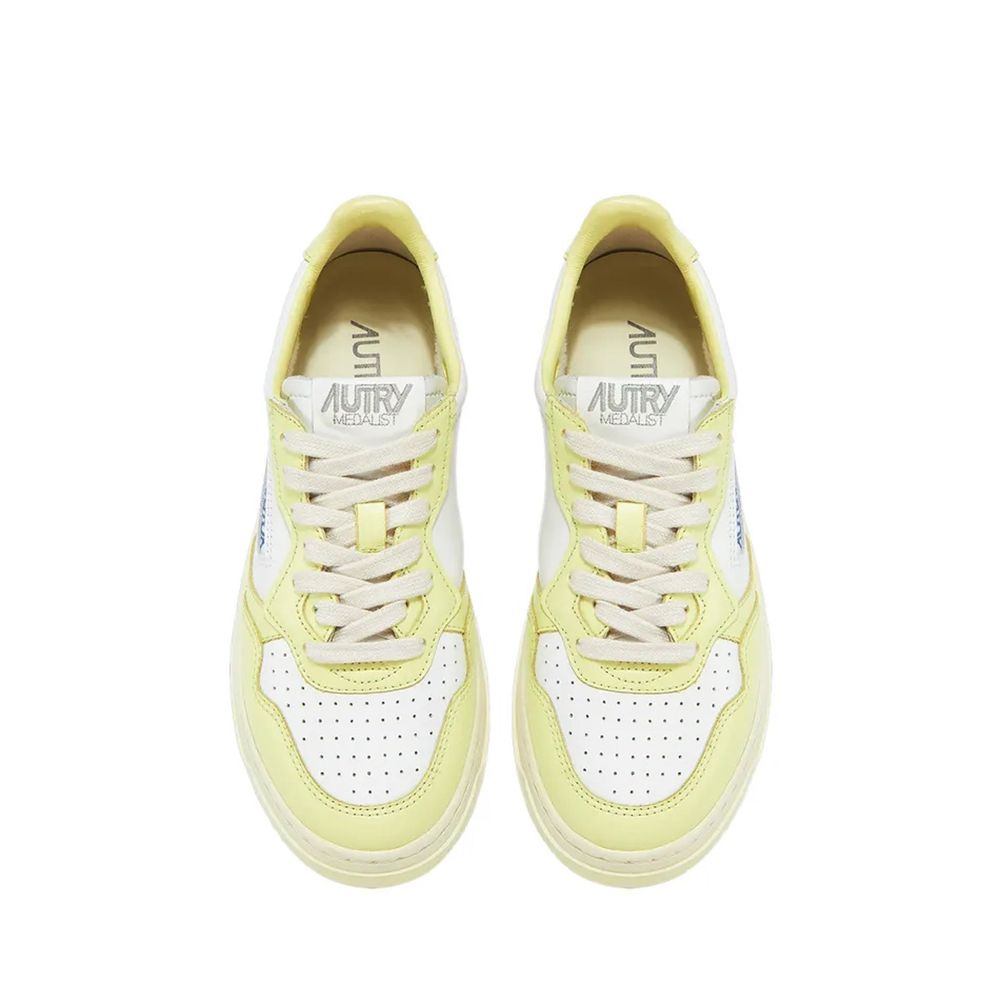 White Leather Low Top Sneakers