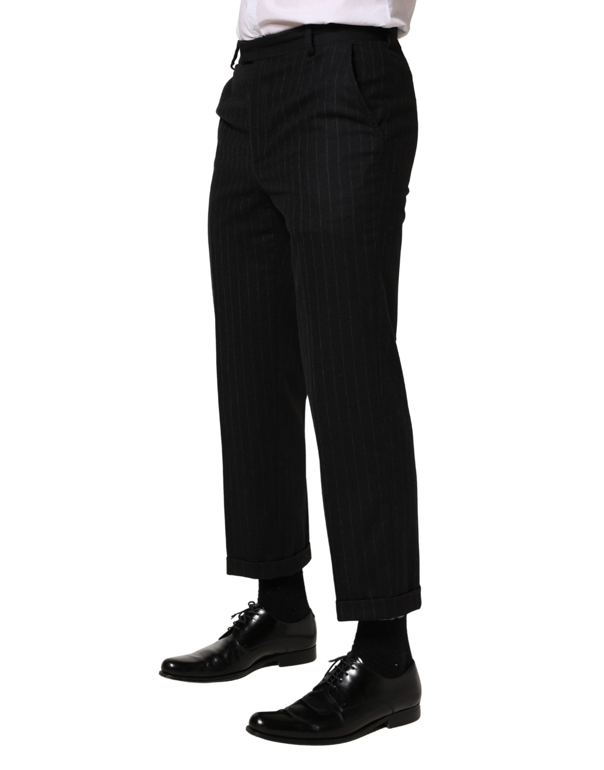 Black Stripes Wool Dress Formal Trouser Pants