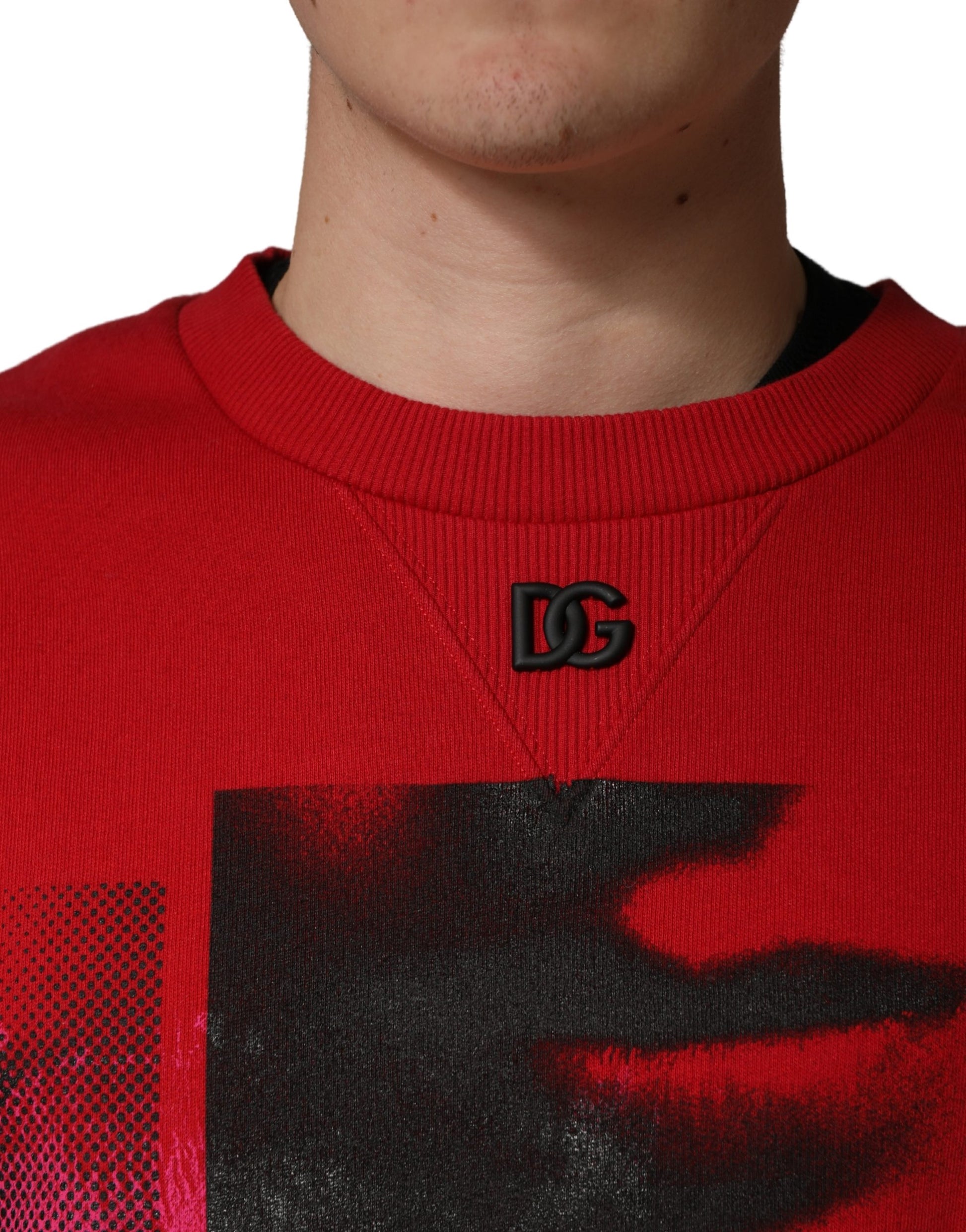 Red Graphic Crew Neck Men Sweatshirt Sweater