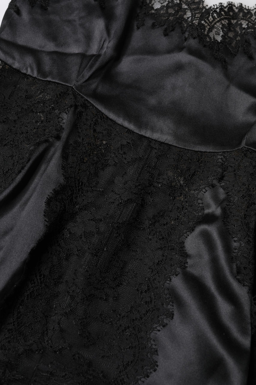 Black Silk Lace Trim Lingerie Top Underwear