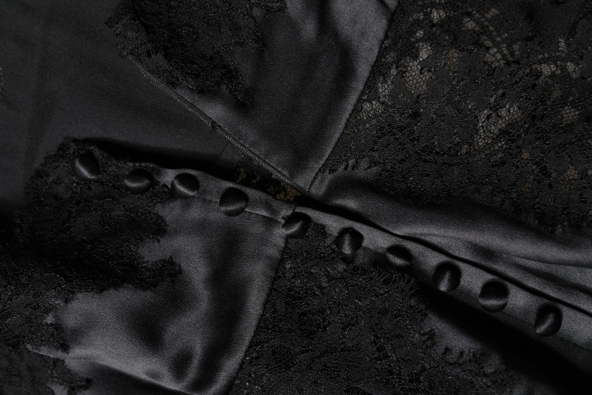 Black Silk Lace Trim Lingerie Top Underwear