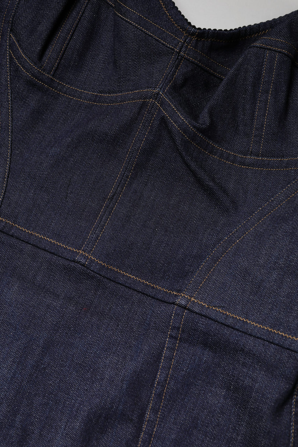 Dark Blue Cotton Denim Sheath Midi Dress