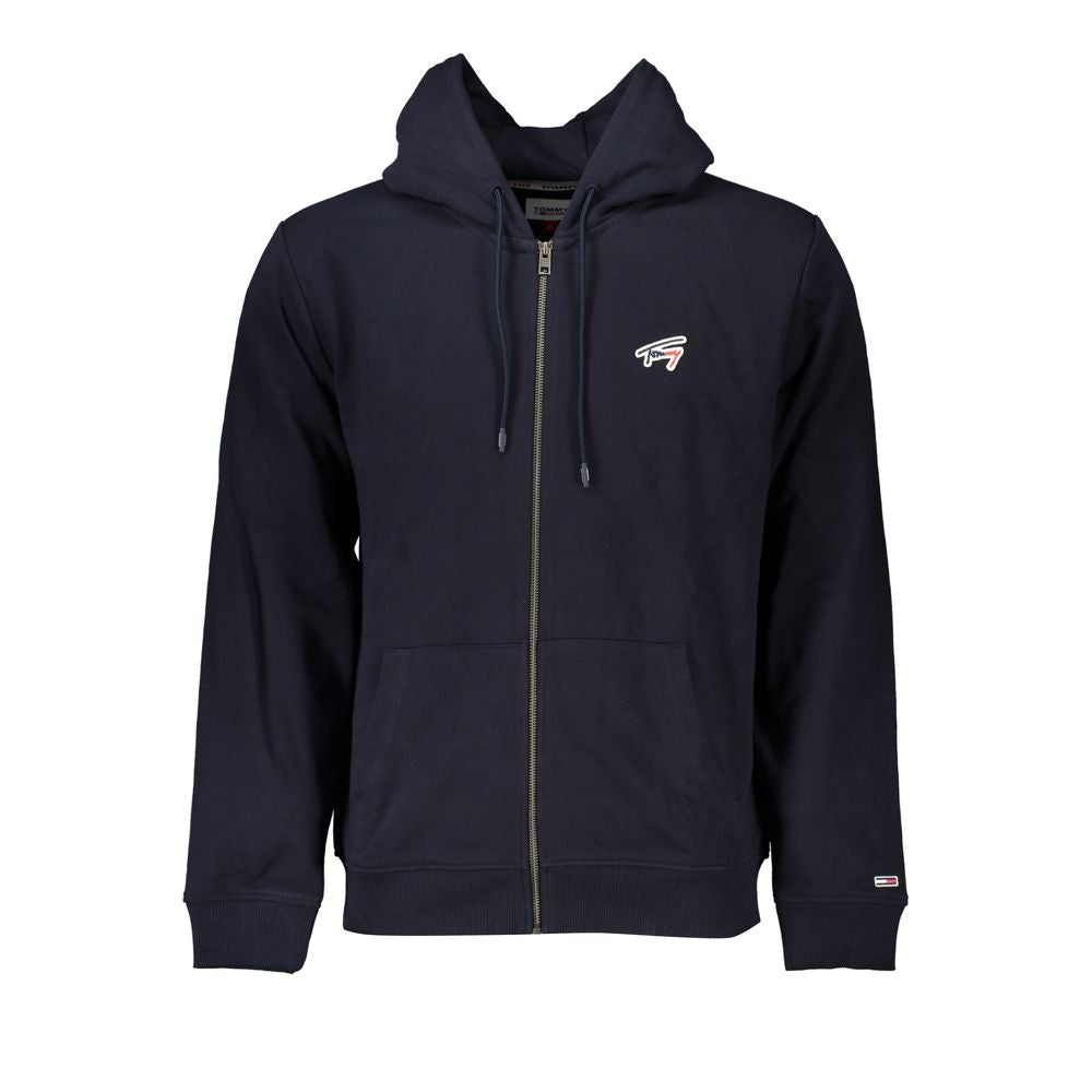 Blue Cotton Men's Hooded Sweatshirt