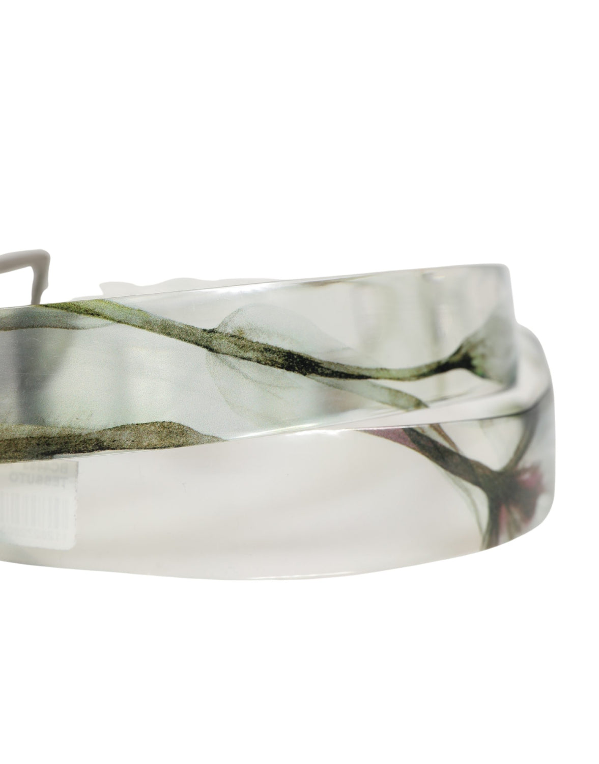 Men White Floral PVC Silver Metal Buckle Belt