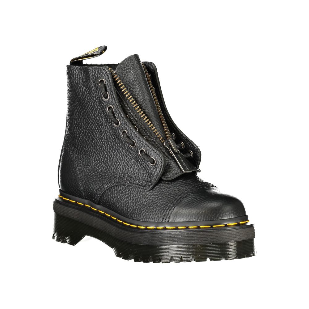 Black Leather Unisex Ankle Boot
