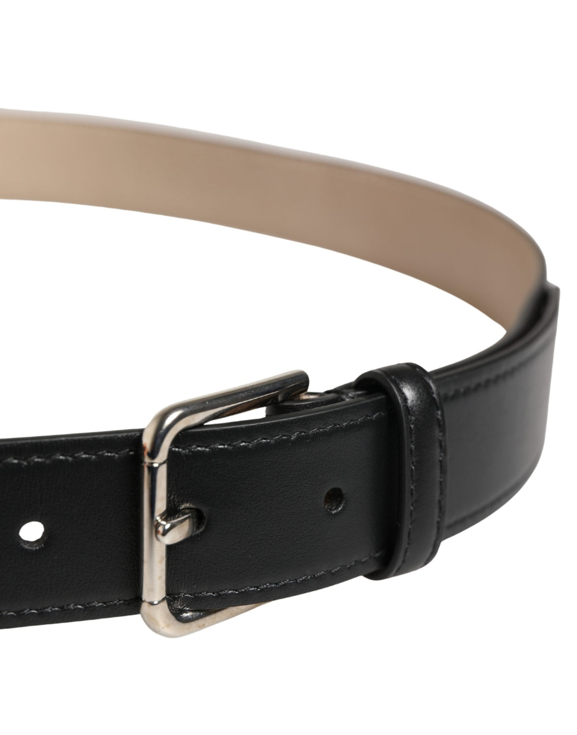 Men Beige Woven Leather Metal Buckle Belt
