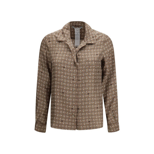 Brown Silk Pattern Shirt