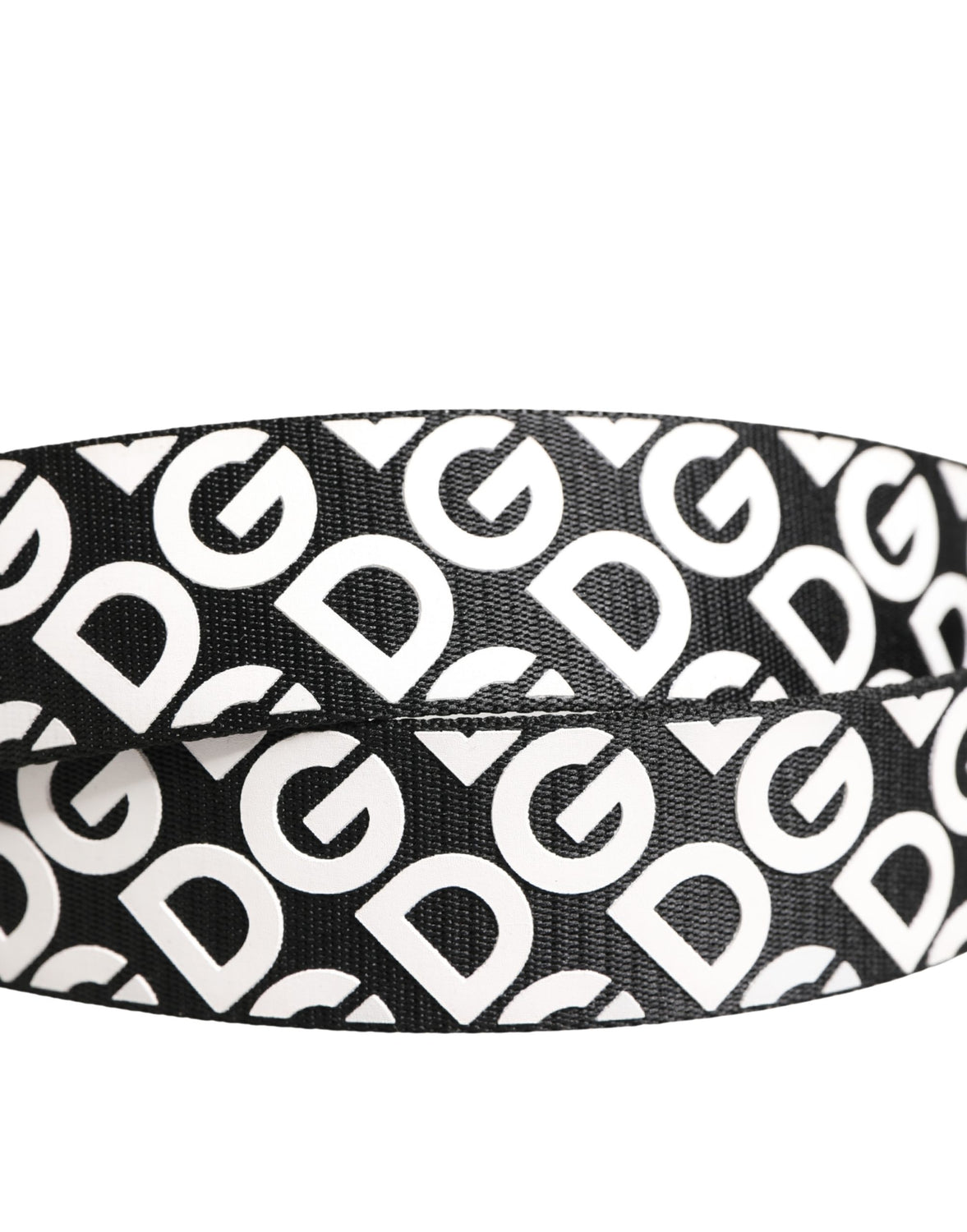 White Black Logo Leather Metal Buckle Belt