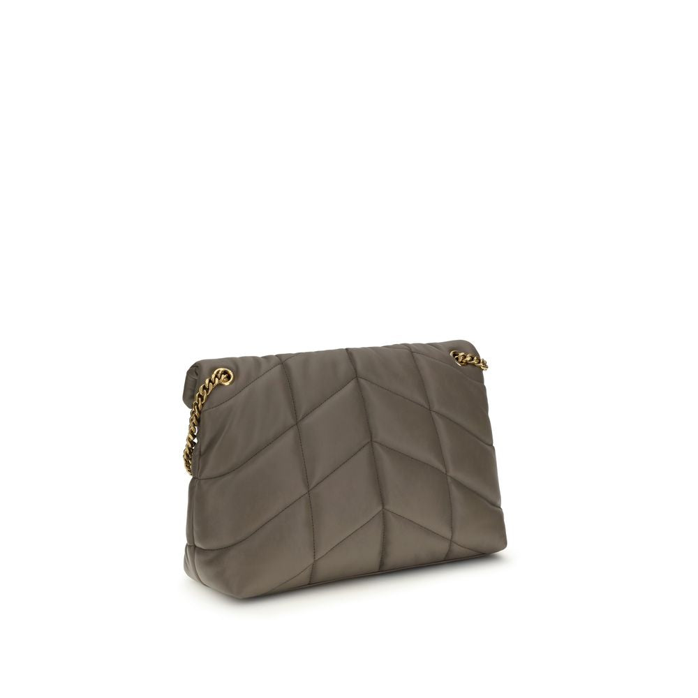Gray Lamb Leather Shoulder Bag