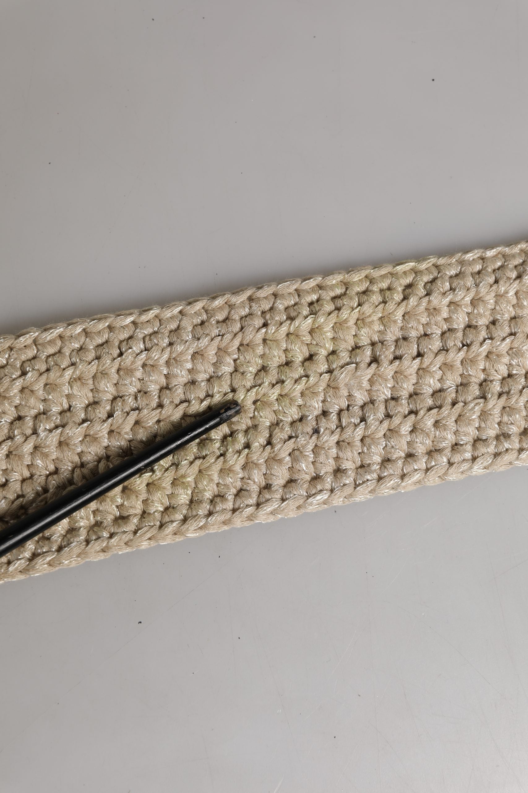 Beige Woven Vintage Metal Buckle Waist Belt
