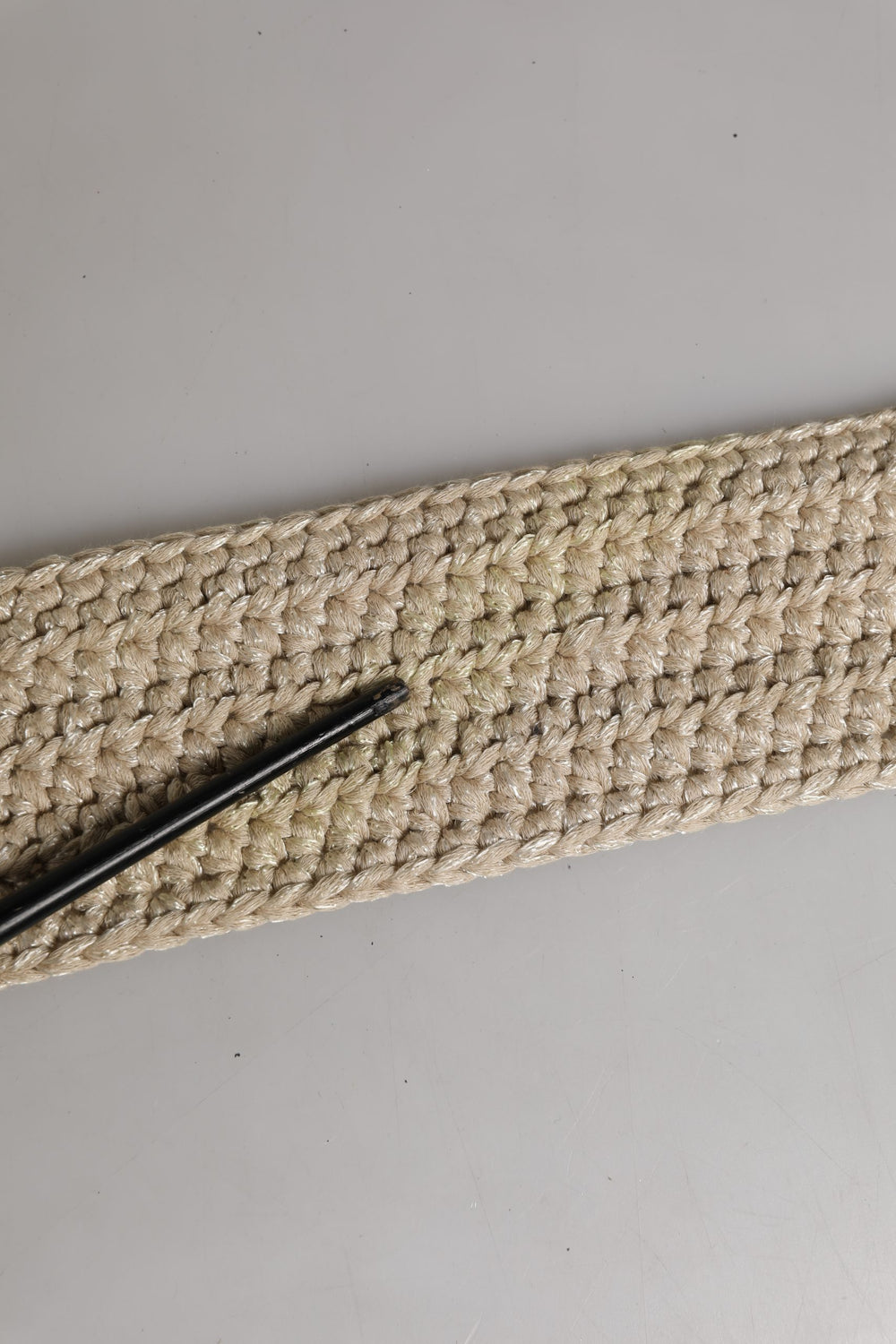 Beige Woven Vintage Metal Buckle Waist Belt