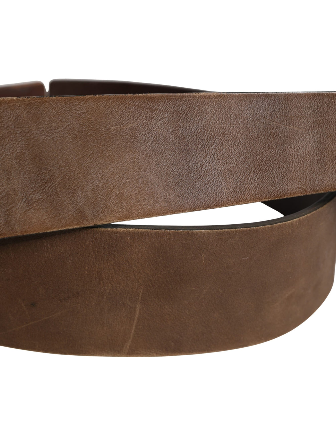 Brown Leather Wide Gold Metal Buckle Belt