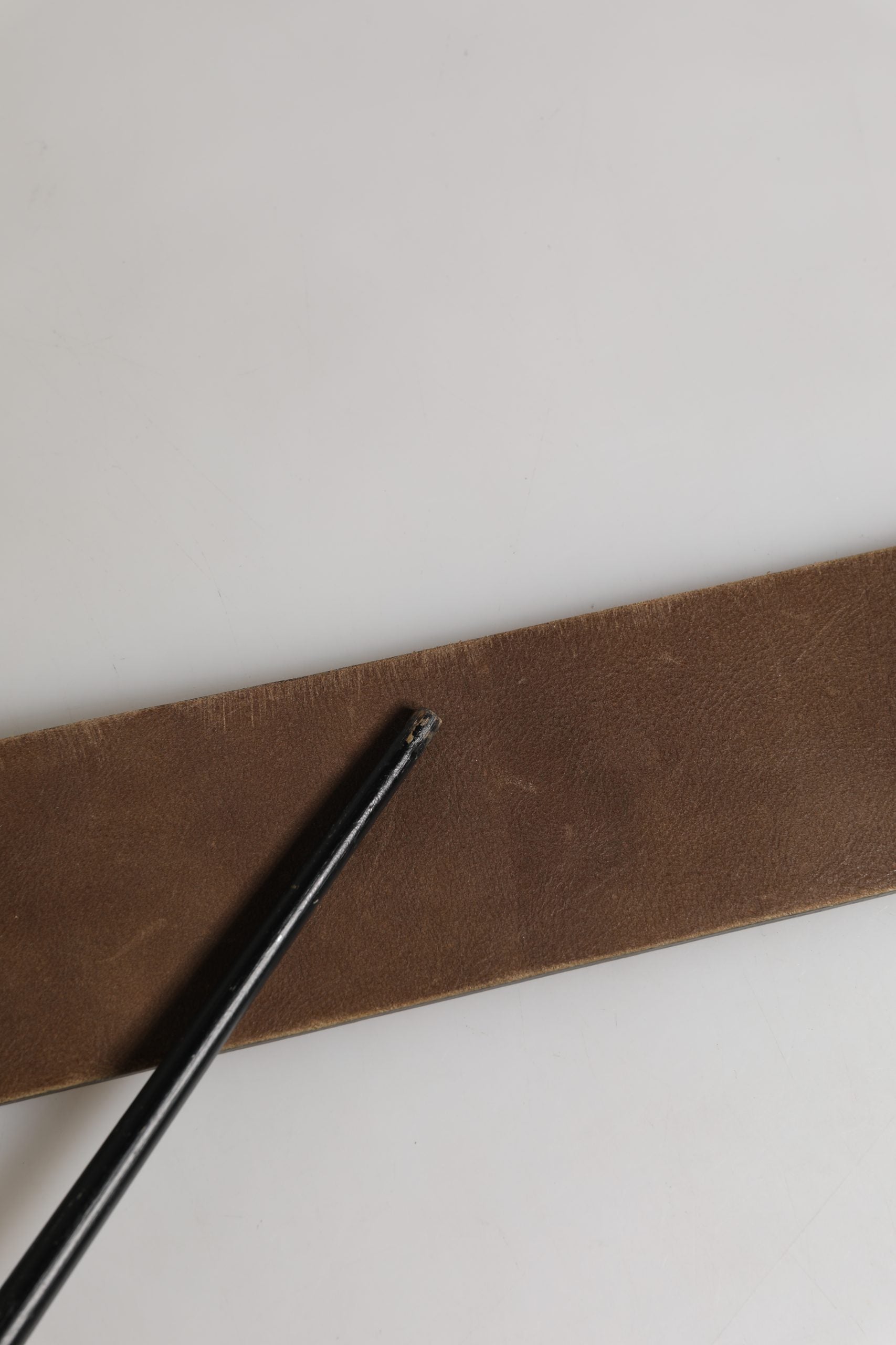 Brown Leather Wide Gold Metal Buckle Belt