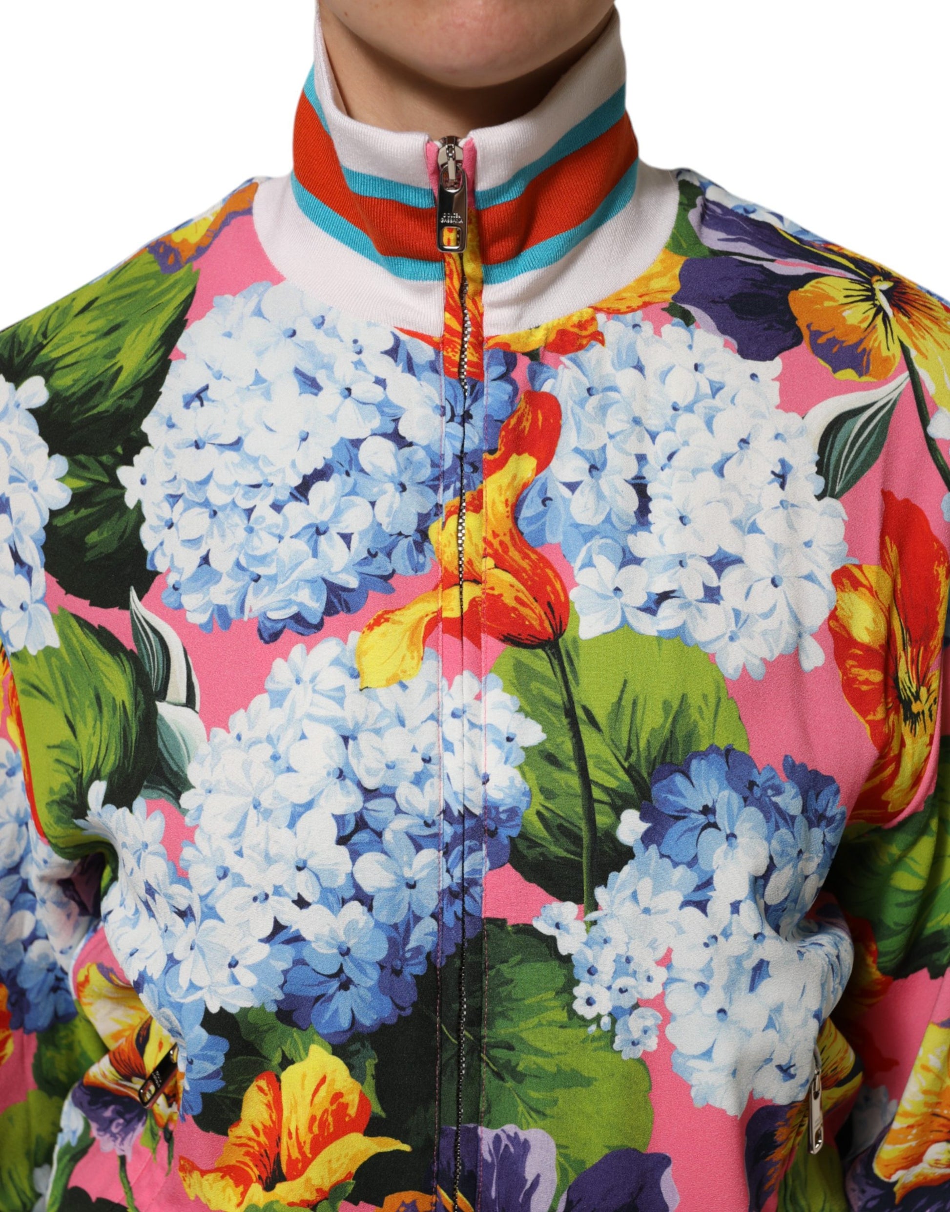 Multicolor Floral Print Zip Cardigan Jacket