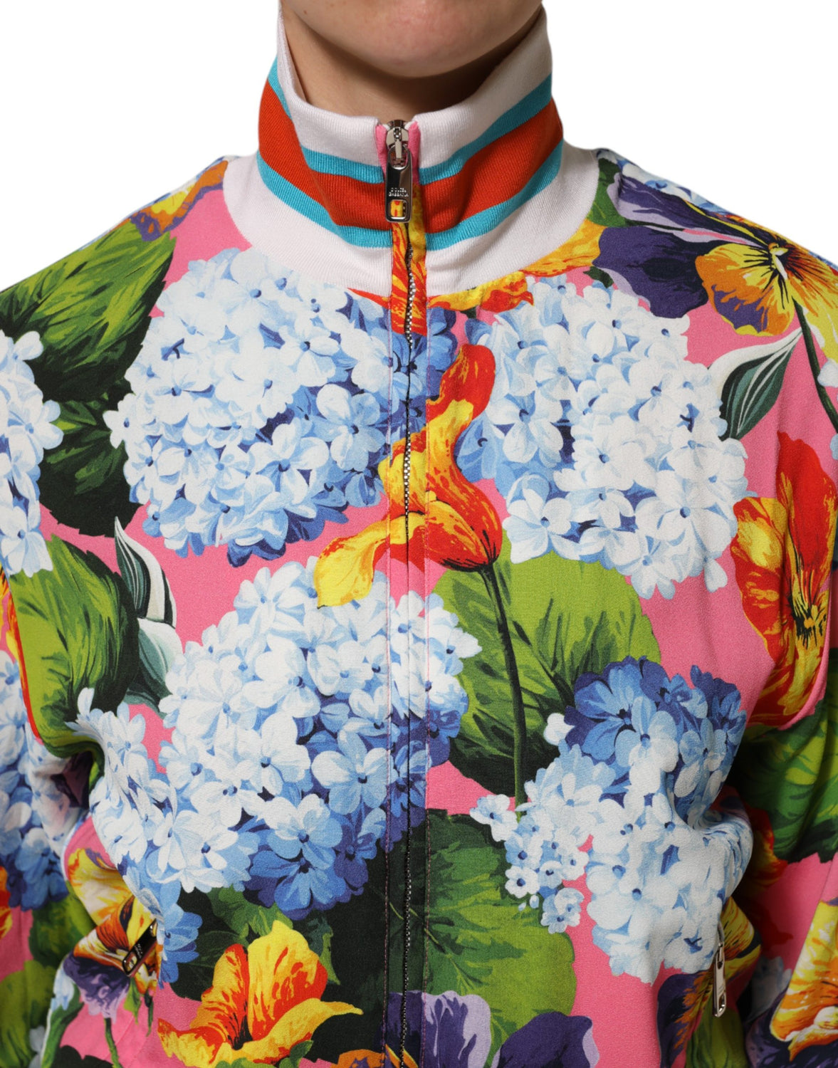 Multicolor Floral Print Zip Cardigan Jacket