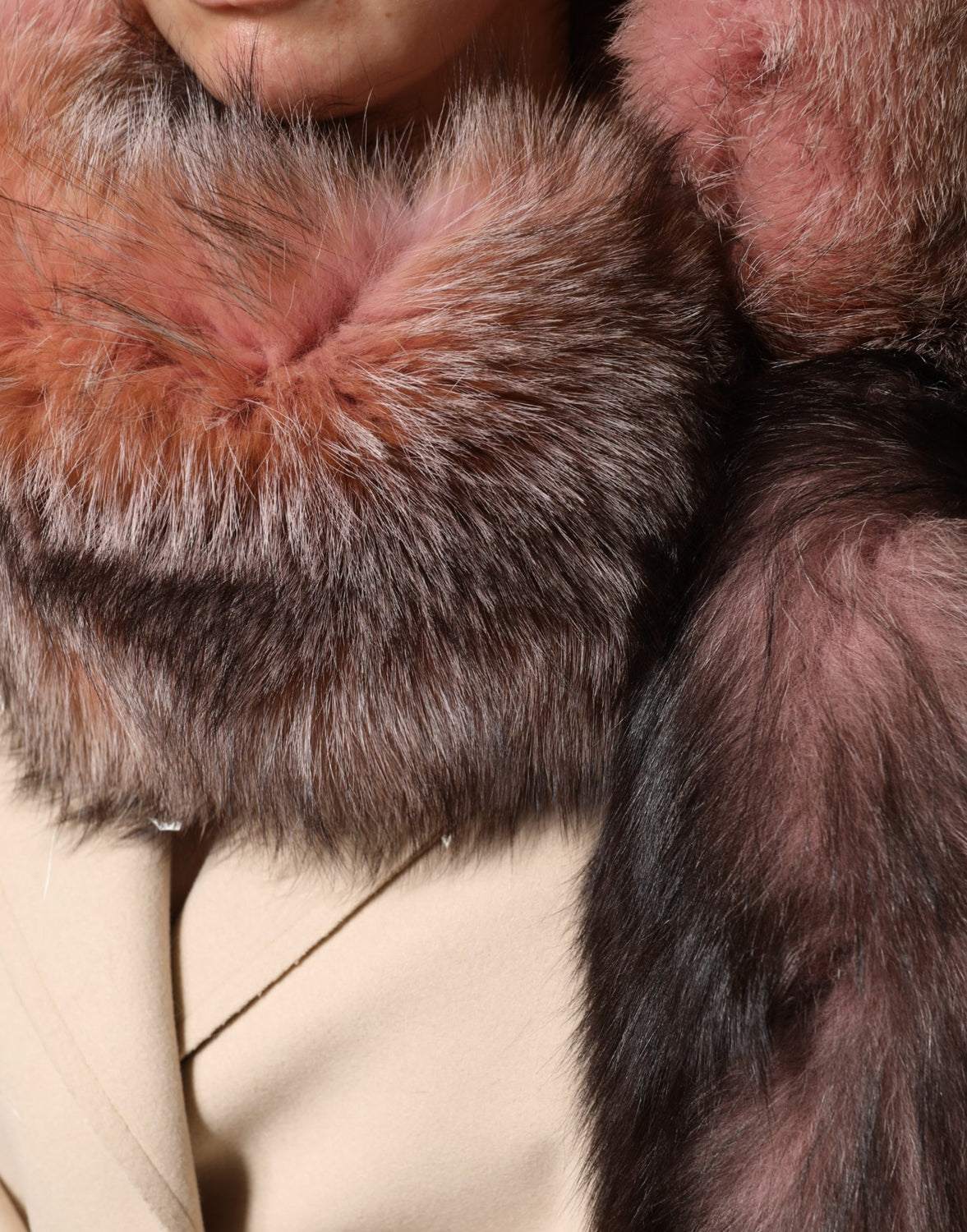 Pink Frost Fox Fur Neck Warmer Winter Scarf
