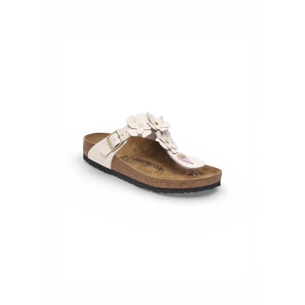 Pink Leather Flat Sandals