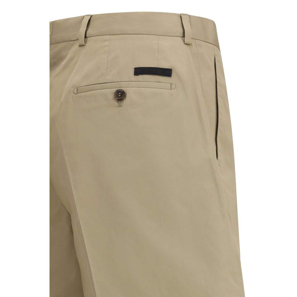 Beige Cotton Bermuda Shorts
