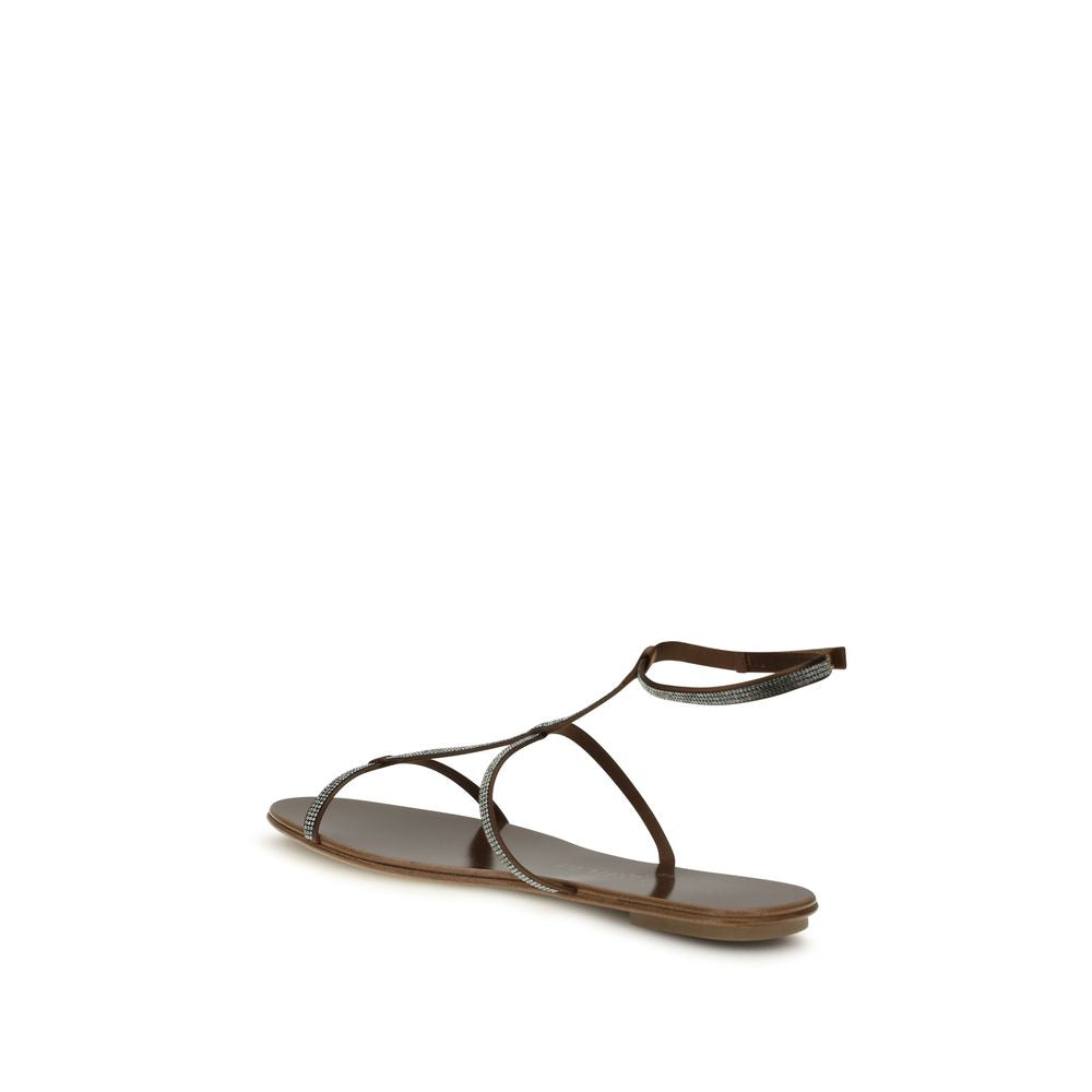 Brown Calf Leather Bos Taurus Strap-On Sandals