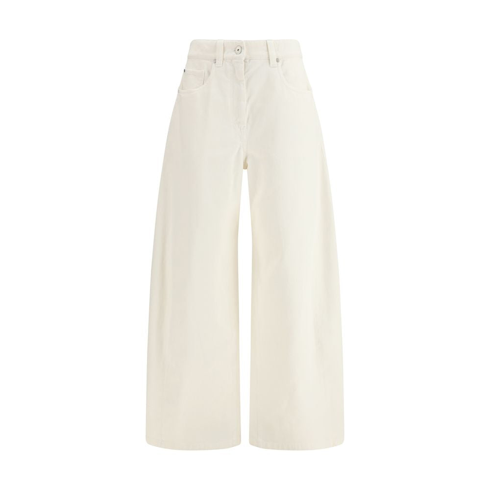 Beige Cotton Casual Pants