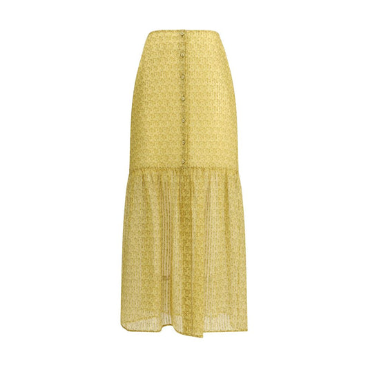 Bicolor Silk Long Skirt