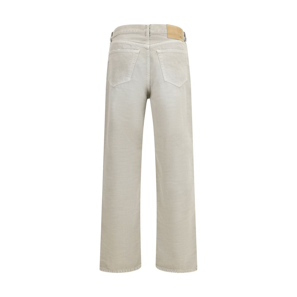 Gray Cotton Straight-Leg Jeans