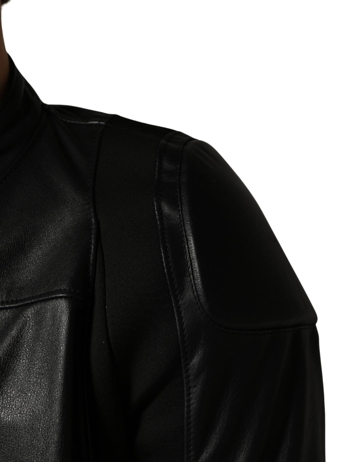 Black Nylon Full Zip Men Biker Coat Jacket