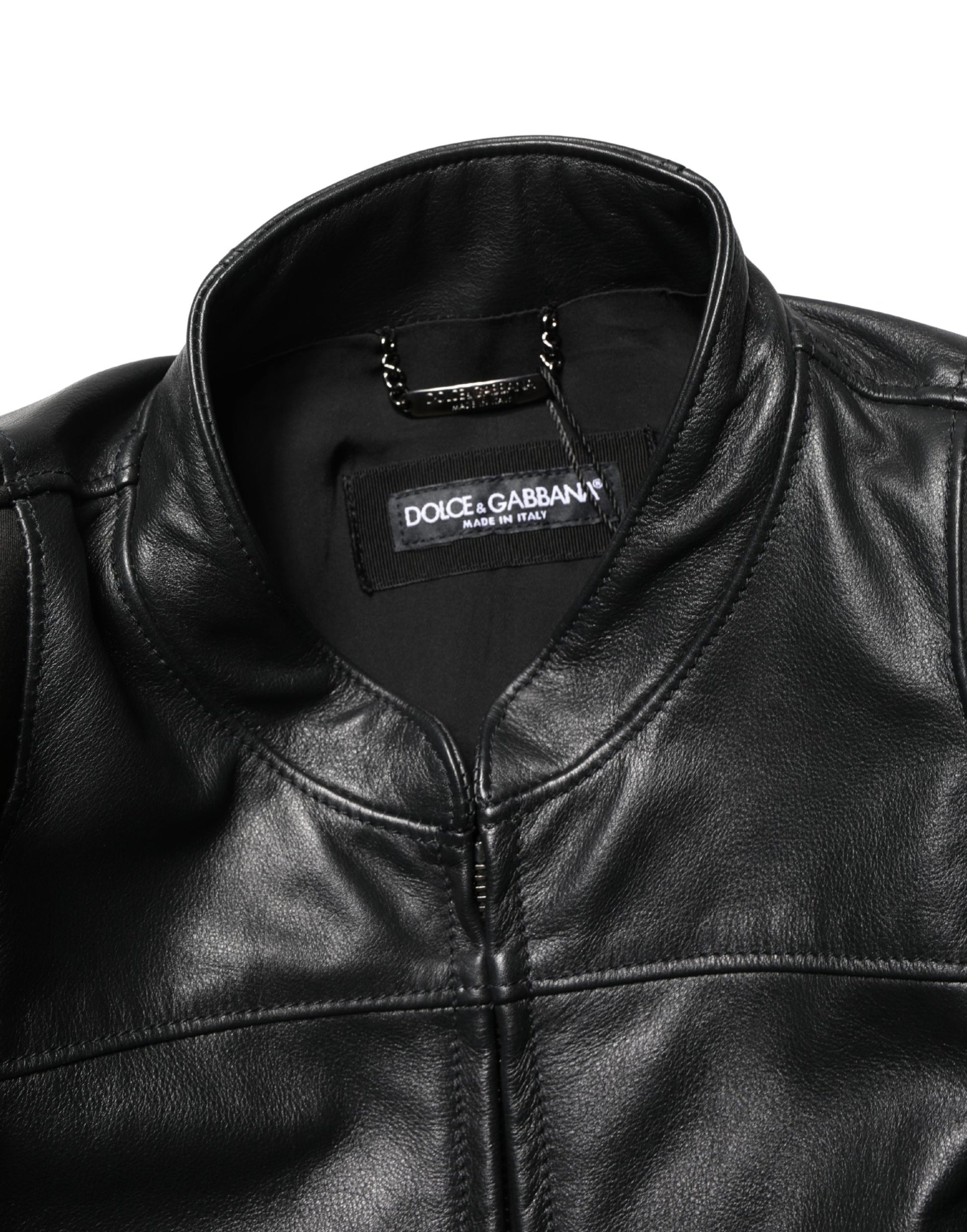 Black Nylon Full Zip Men Biker Coat Jacket