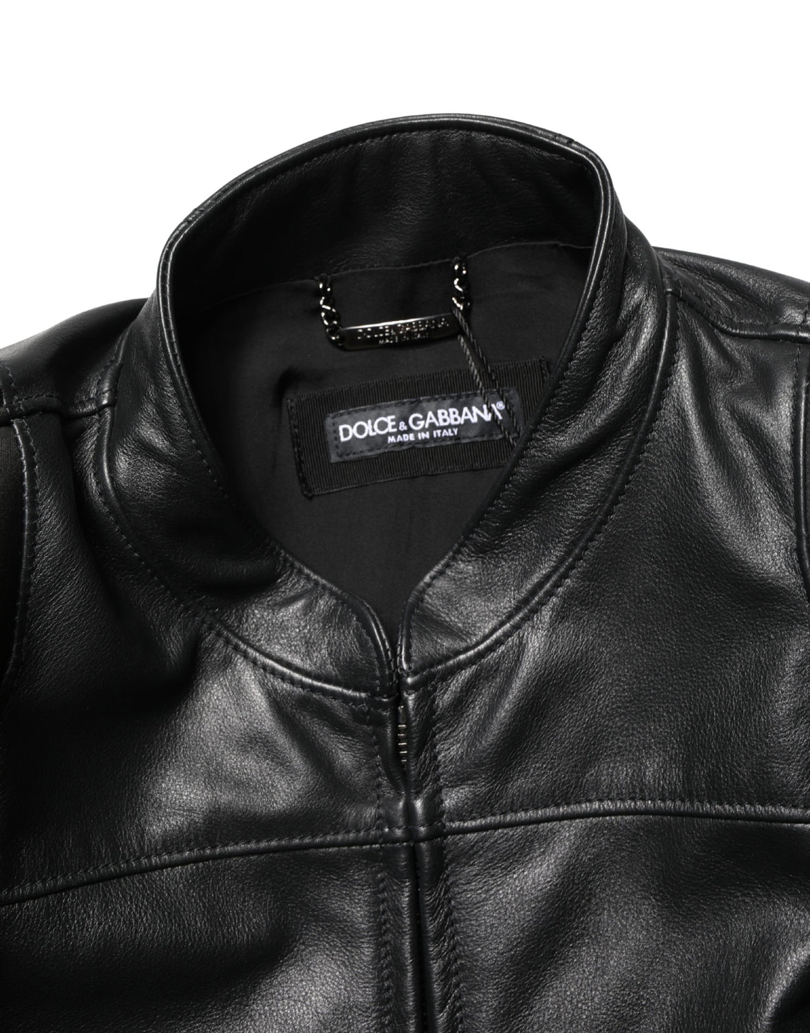 Black Nylon Full Zip Men Biker Coat Jacket