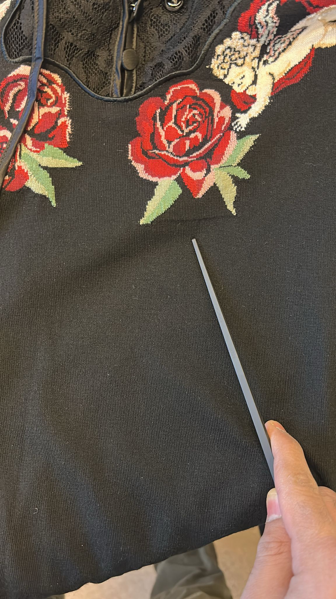 Black Lace Angel Roses Cardigan Sweater