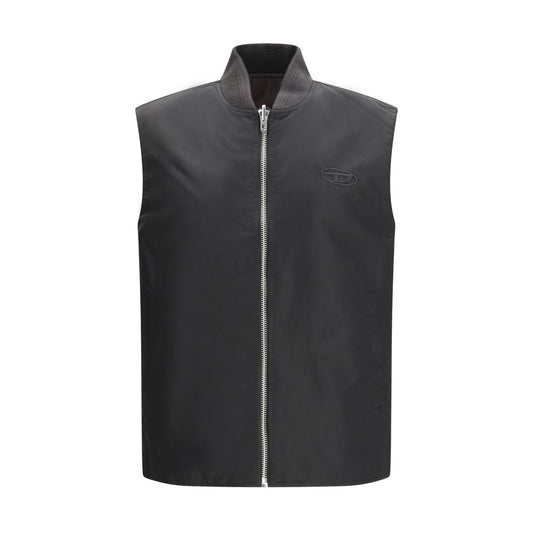 Brown Polyamide Sleeveless Jacket