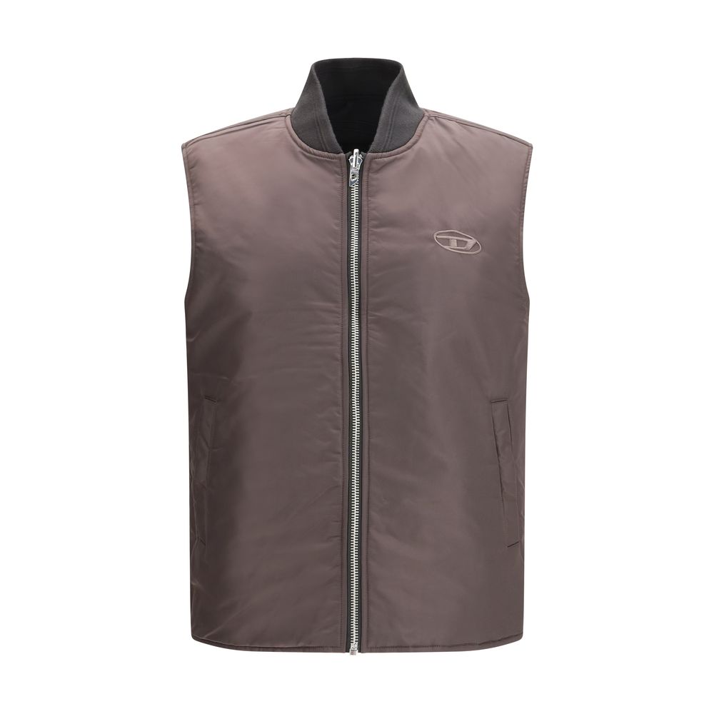 Brown Polyamide Sleeveless Jacket