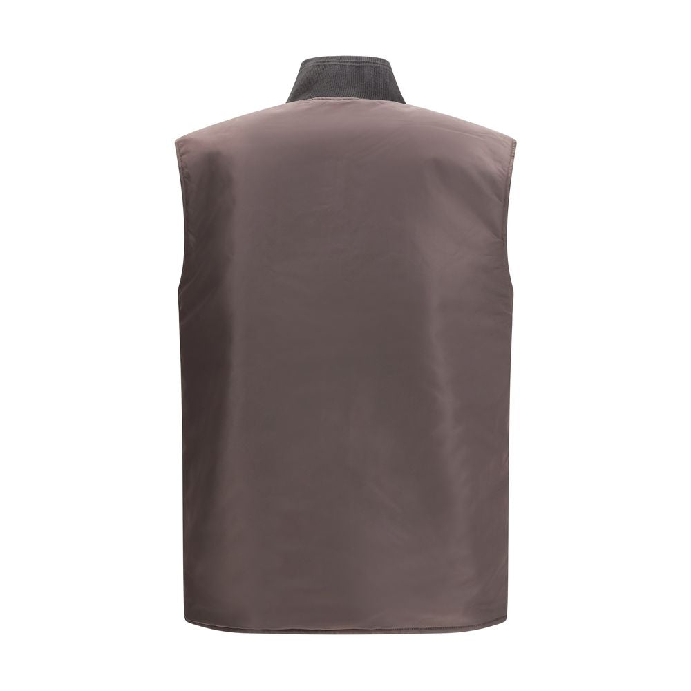 Brown Polyamide Sleeveless Jacket