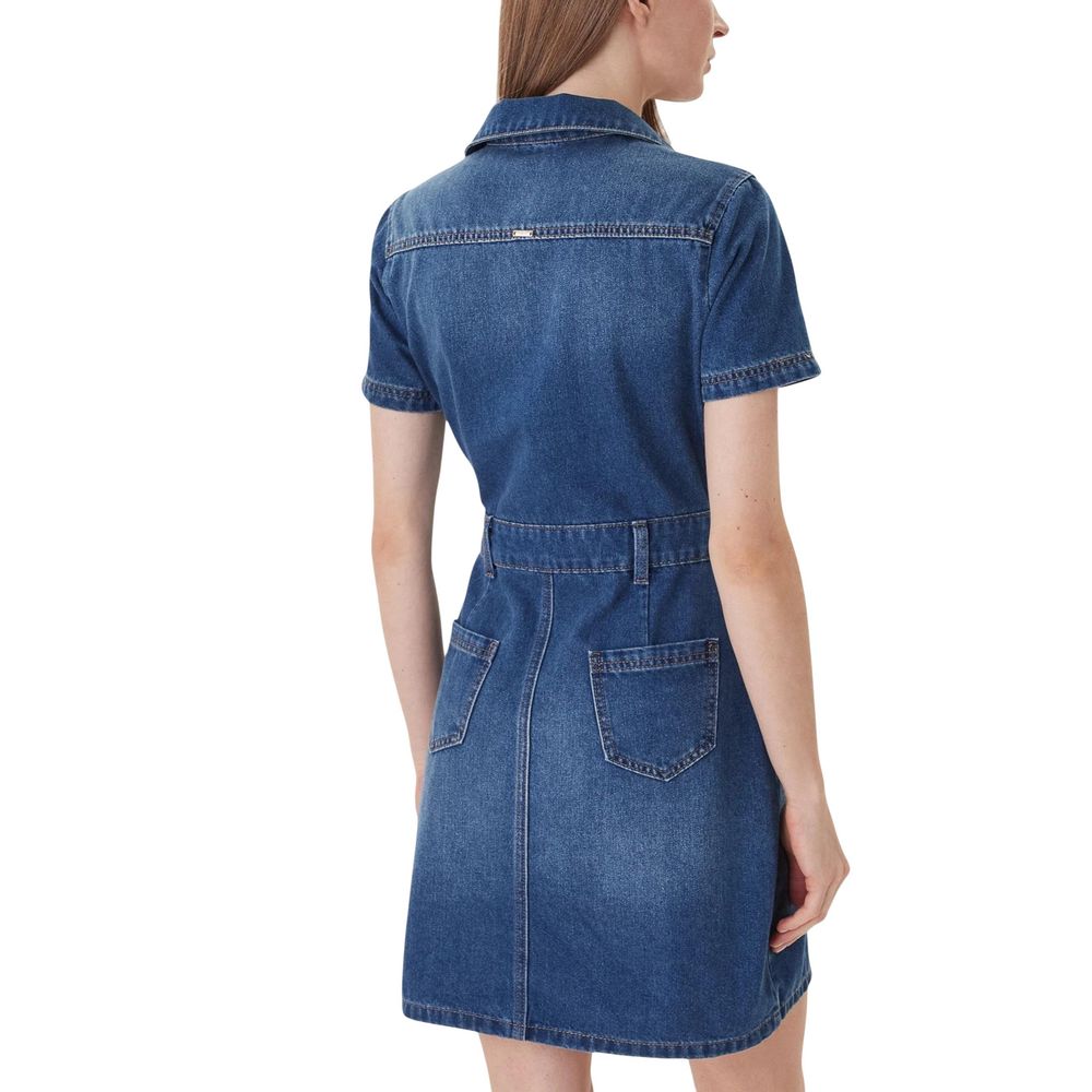 Blue Cotton Midi Dress